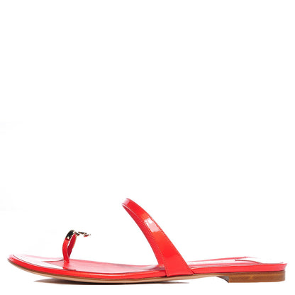 Chanel Patent CC Toe Ring Sandals 39.5 Red 1 of 8