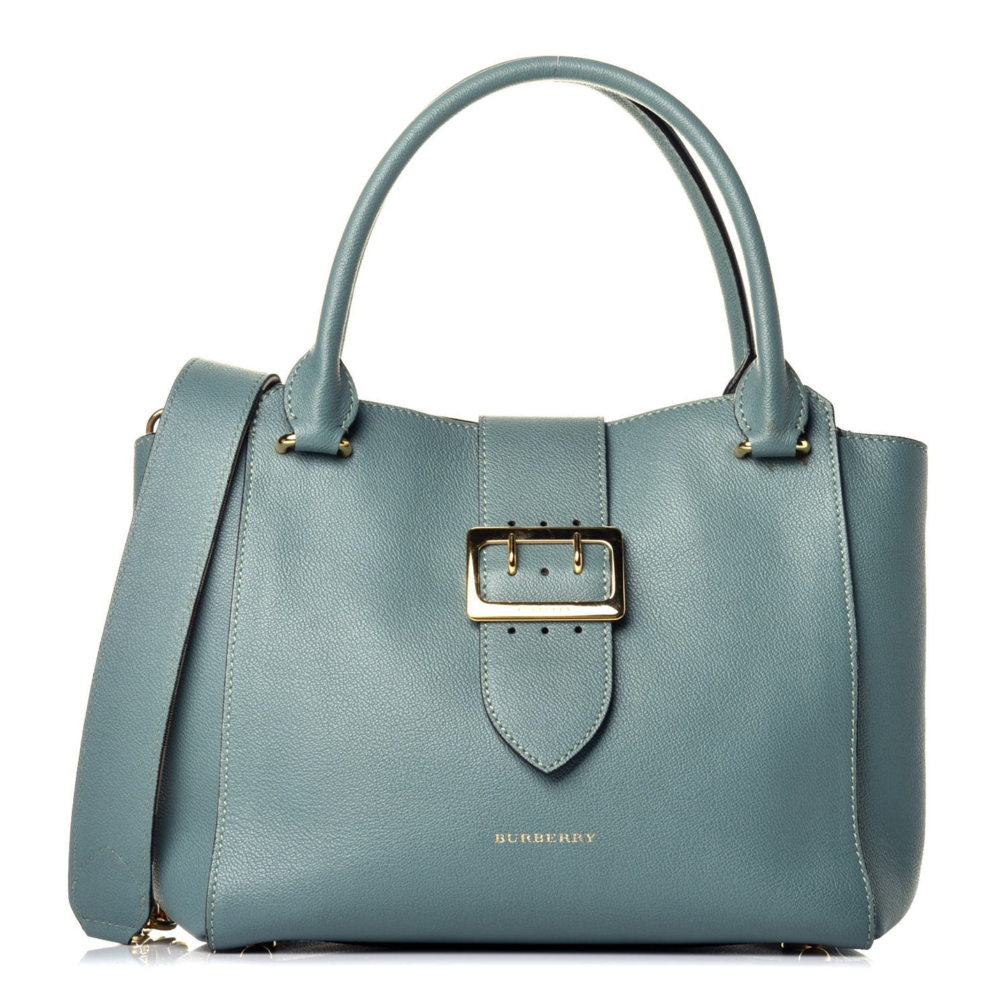 Soft Grain Calfskin Medium Buckle Tote Celadon Blue