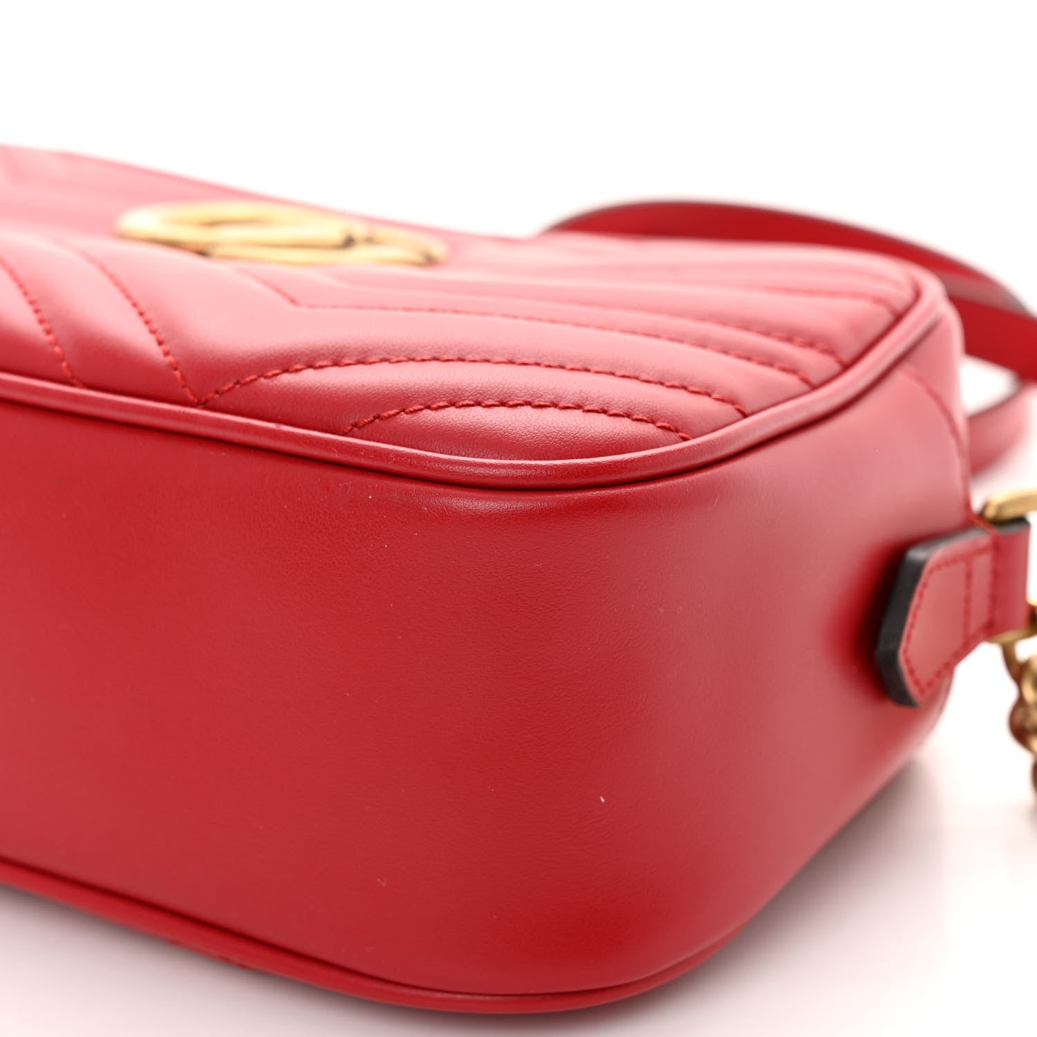 Gucci Calfskin Matelasse Small GG Marmont Chain Shoulder Bag Hibiscus Red 10 of 11