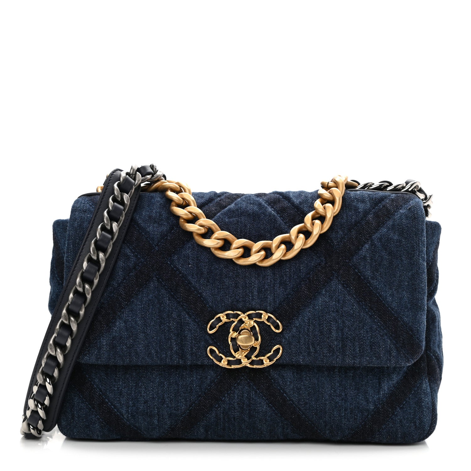 Chanel Denim Quilted Medium Chanel 19 Flap Blue 1 of 9