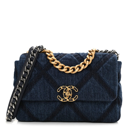 Chanel Denim Quilted Medium Chanel 19 Flap Blue 1 of 9