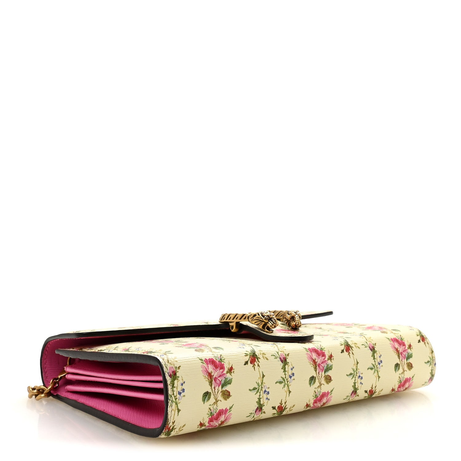 Gucci Calfskin Floral Print Mini Dionysus Chain Wallet Ivory Pink 4 of 10