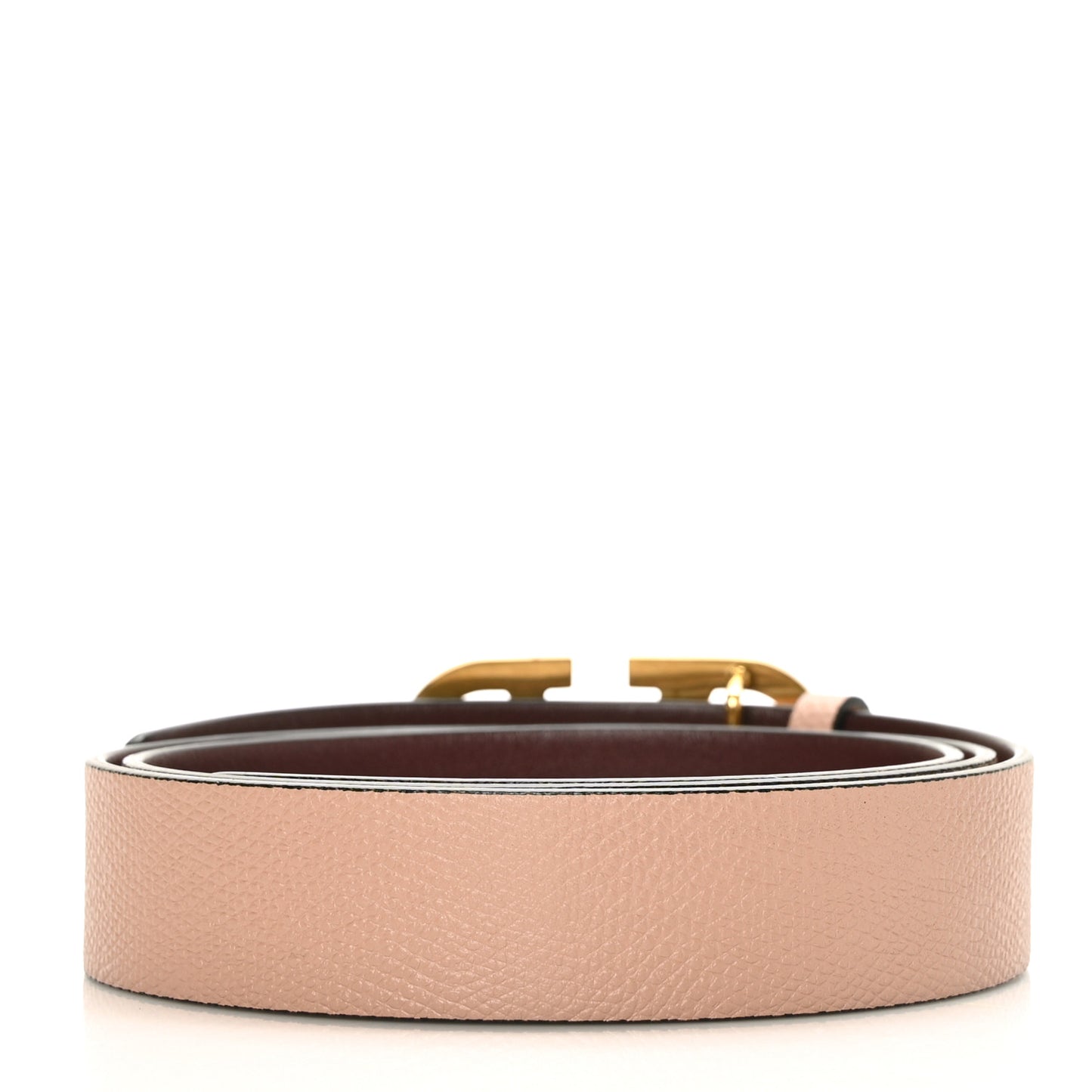 Grainy Calfskin Signature VLogo Reversible Belt 85 34 Rubin Rose Cannelle
