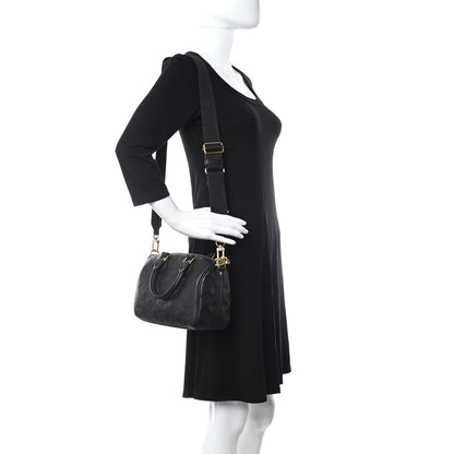 Louis Vuitton Lambskin Embossed Monogram Speedy 22 Bandouliere Black 2 of 9