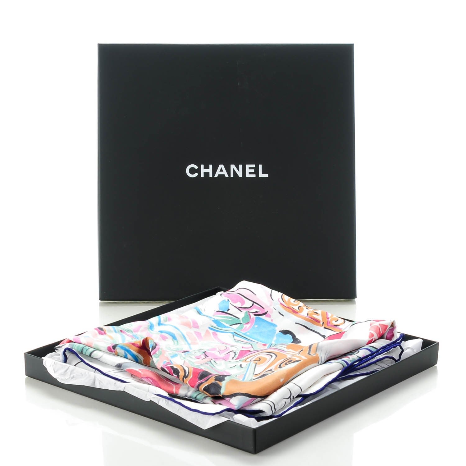 Chanel Silk Dragon CC Scarf Fuschia Green 3 of 6