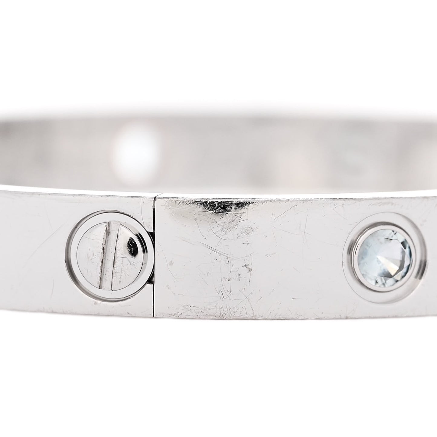 18K White Gold Aquamarine Sapphire Spinel Amethyst LOVE Bracelet 16