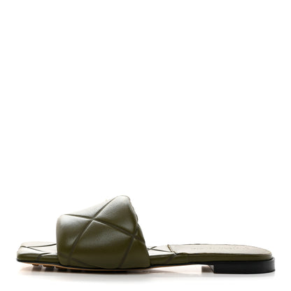 Bottega Veneta Nappa Quilted Rubber Lido Flat Sandals 36.5 Khaki 1 of 7