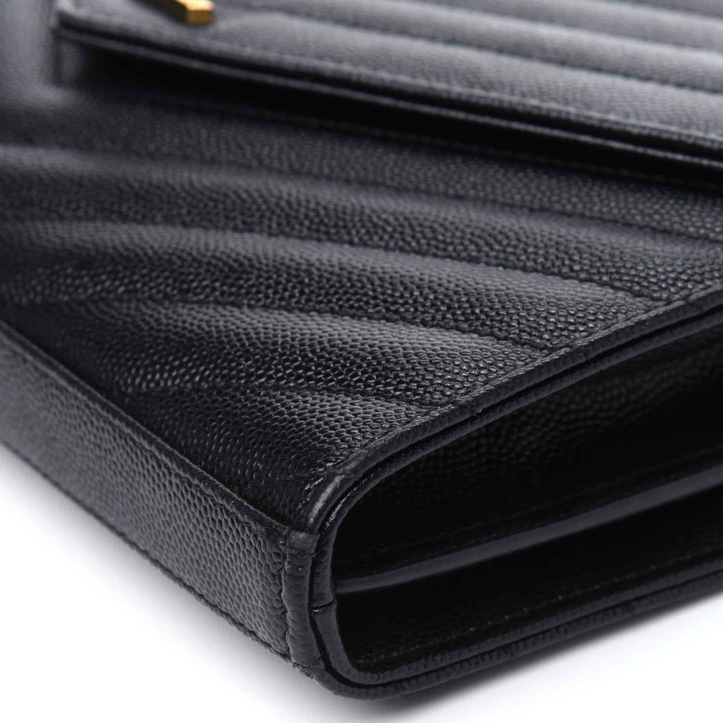 Grain De Poudre Matelasse Chevron Monogram Chain Wallet Black