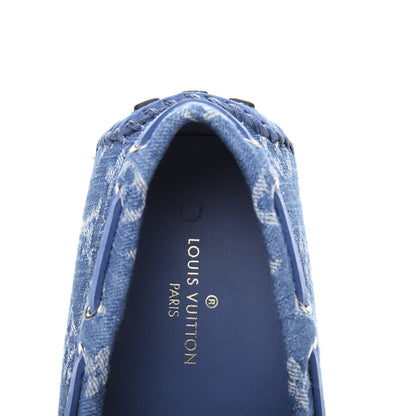Louis Vuitton Monogram Denim Mens Arizona Car Shoe Moccasin Loafers 6.5 Blue 7 of 9