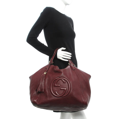 Gucci Pebbled Calfskin Large Soho Shoulder Bag Bordeaux 2 of 15