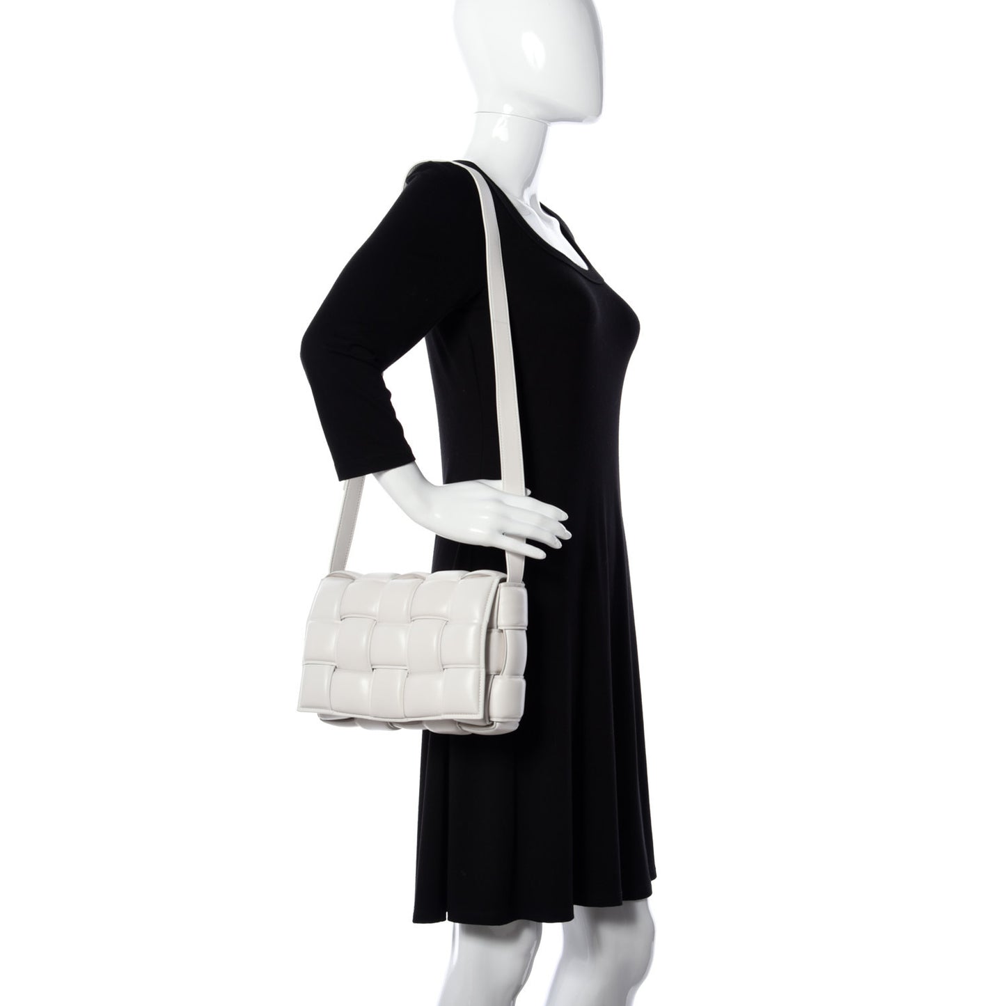 Nappa Maxi Intreccio Padded Cassette Crossbody Bag Chalk
