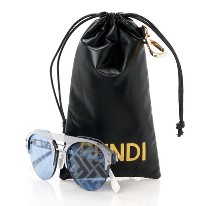 Fendi Metal Acetate The Technicolor FF Aviator Sunglasses FE40027U Blue Silver 8 of 8
