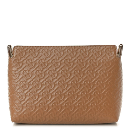 Burberry Calfskin Embossed Monogram Zip Pouch Light Camel 1 of 9