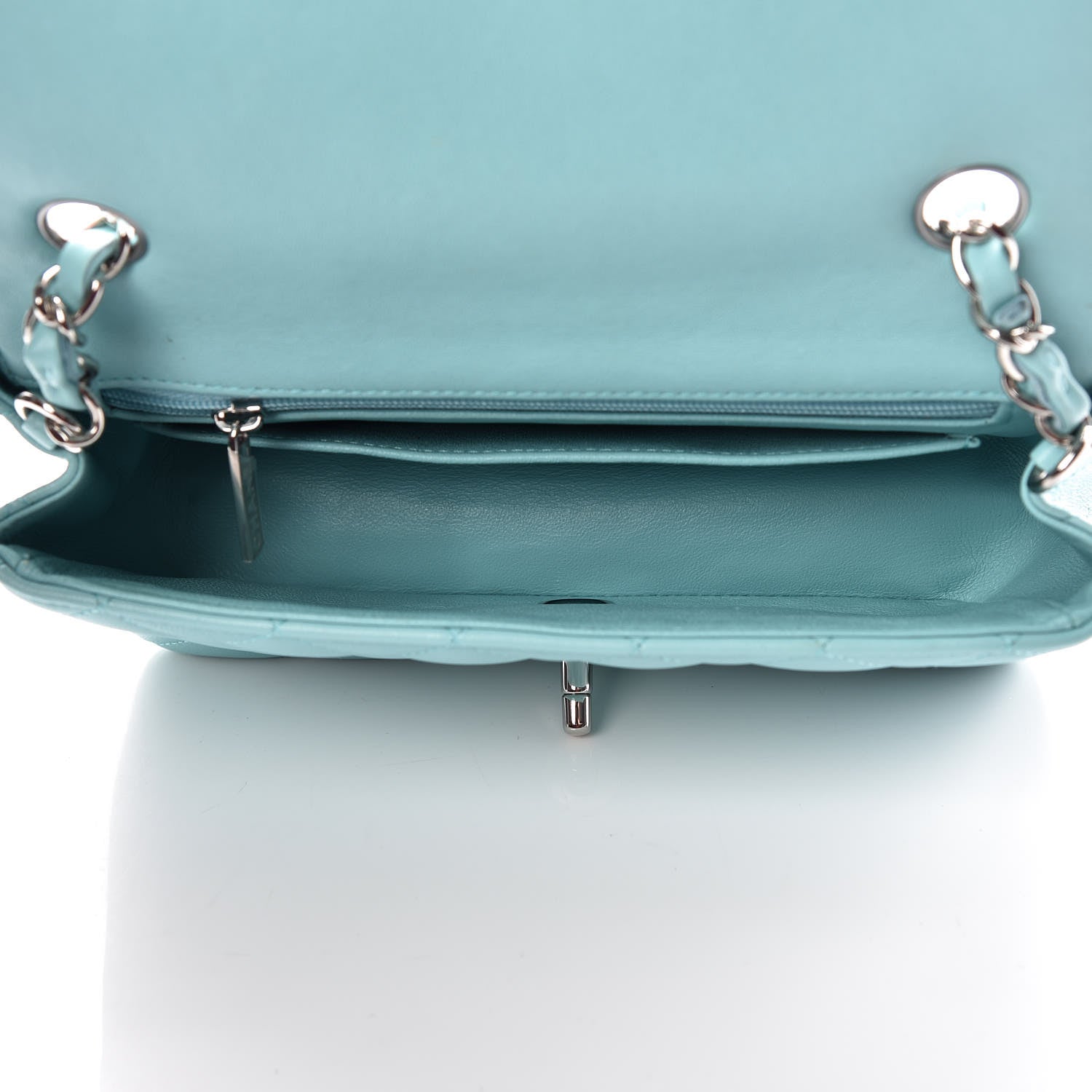 Chanel Lambskin Quilted Mini Rectangular Flap Light Blue 7 of 11