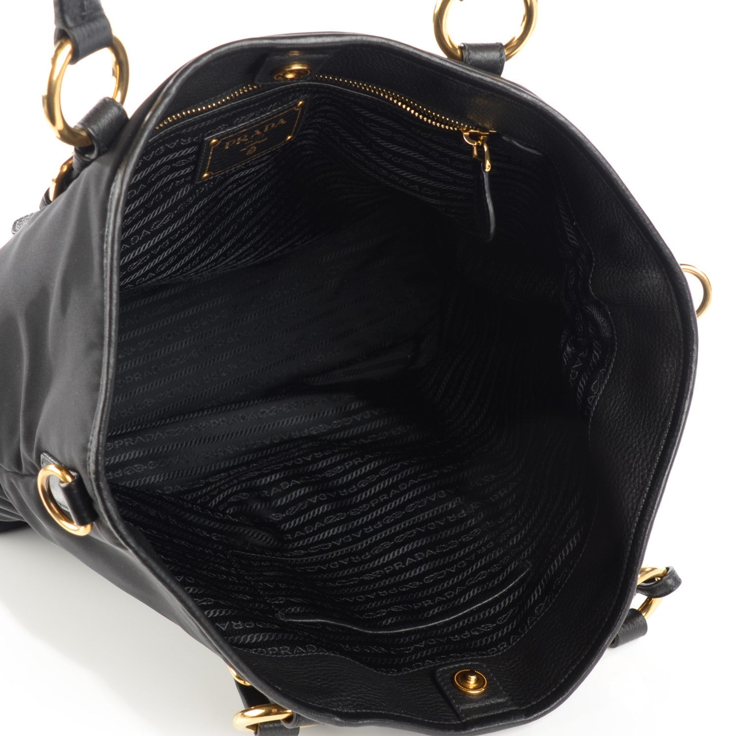 Prada Tessuto Nylon Vitello Daino Tote Nero Black 5 of 9