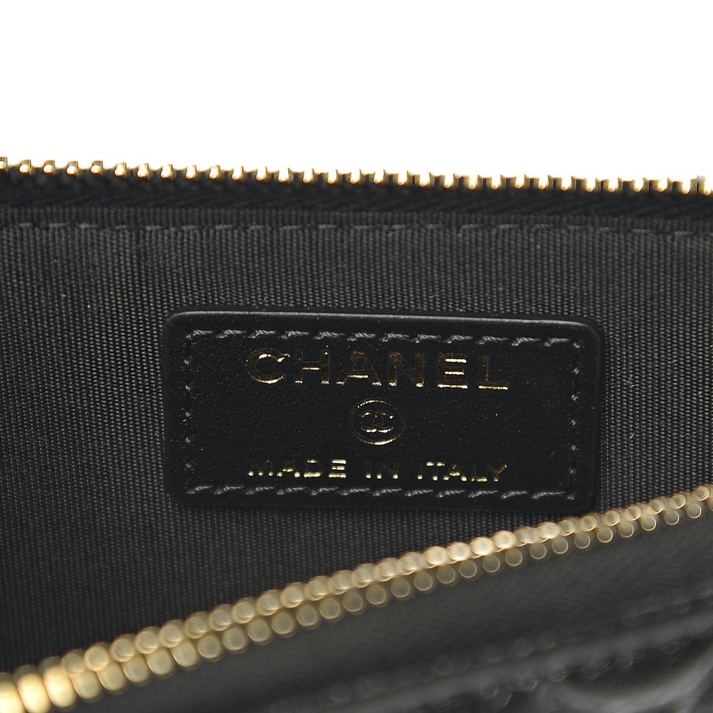 Caviar Camellia Embossed Classic Flat Wallet Pouch Black