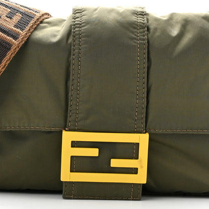 Fendi Nylon Dolmias Vitello Grace FF Puffer Belt Baguette Bag Military Brown Tortora 8 of 13