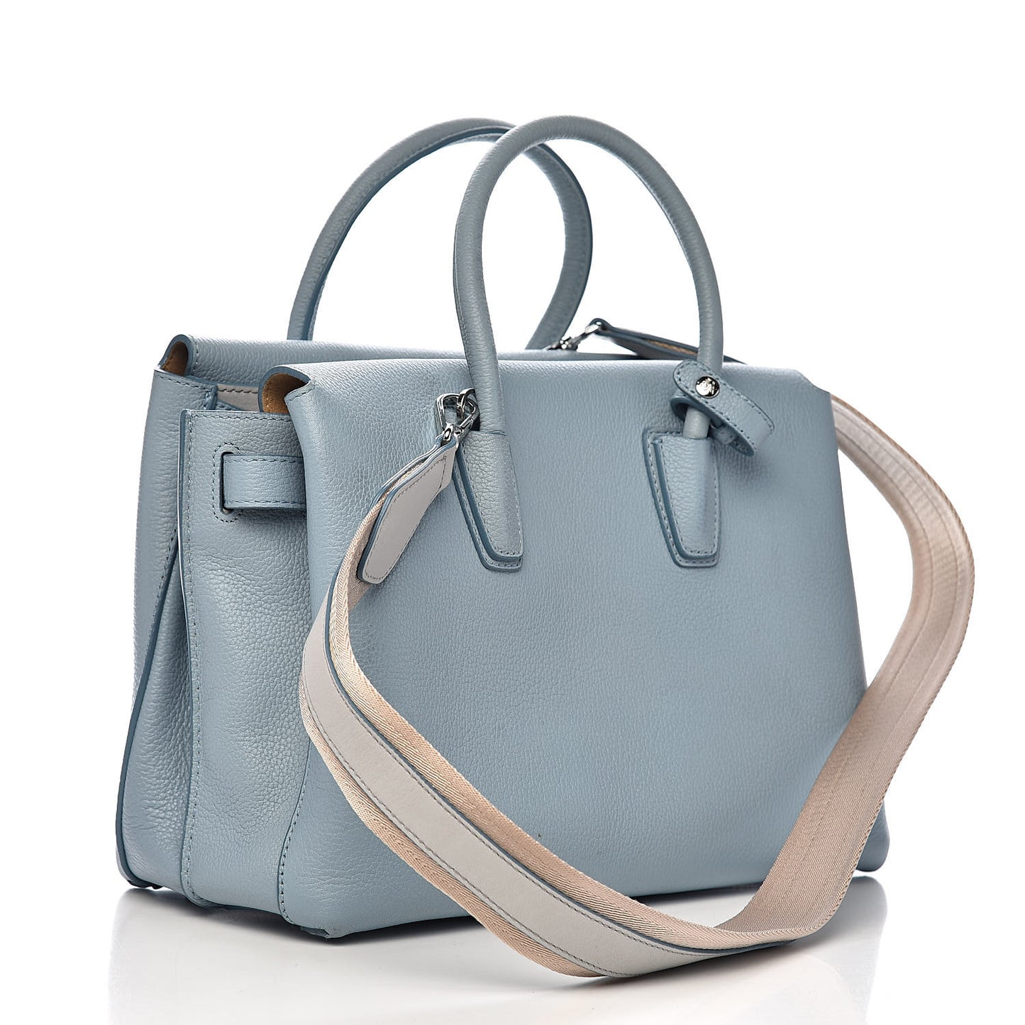 Grained Calfskin Medium Milla Tote Sky Blue