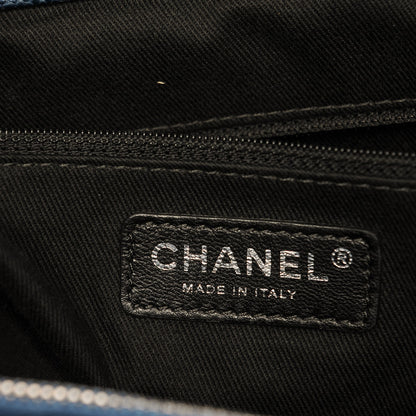 Chanel Iridescent Caviar Quilted Chic Tall Shopping Tote Navy 6 of 7