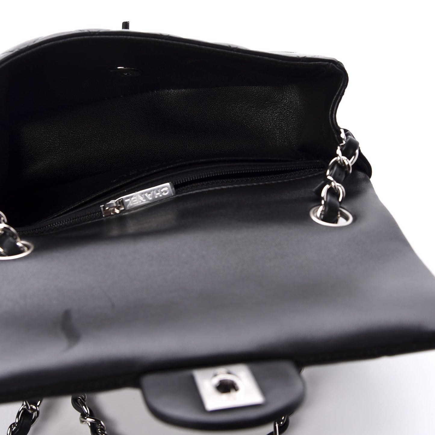 Lambskin Quilted Mini Rectangular Flap Black
