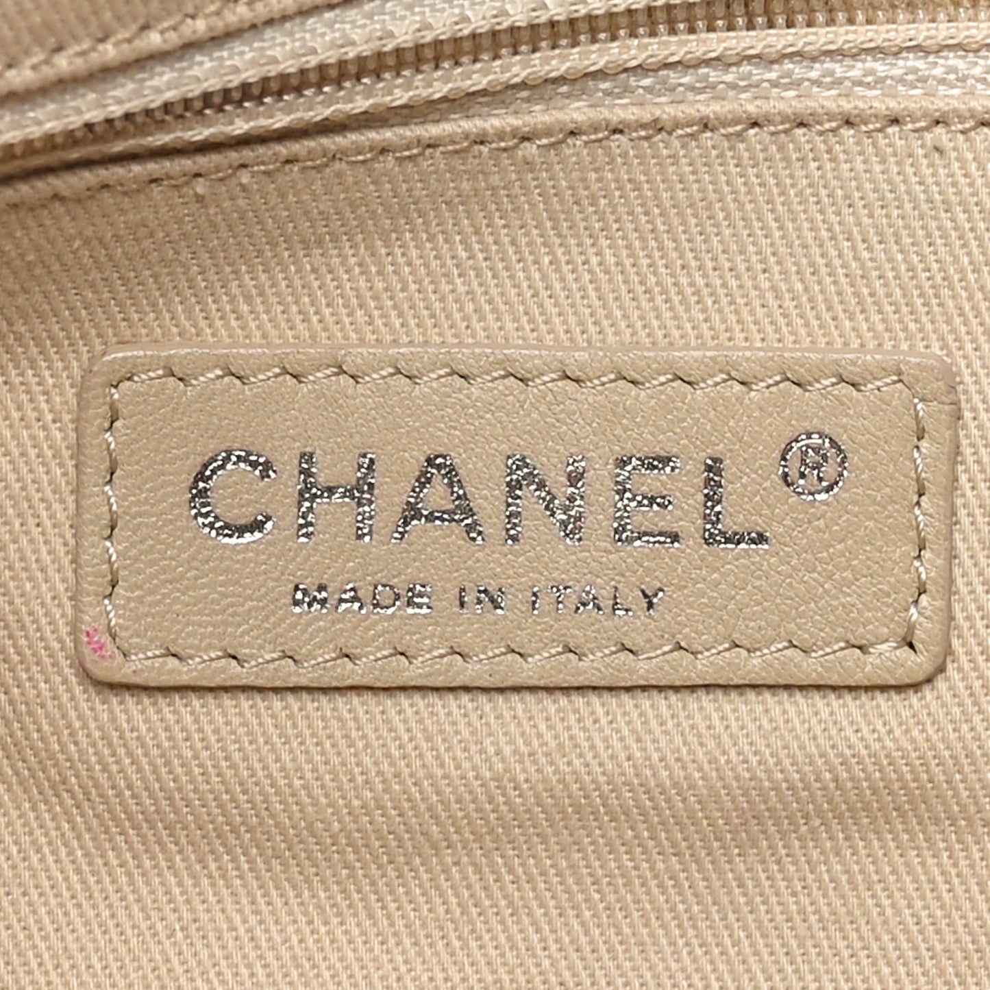 Lambskin Stitched Expandable Tote Beige