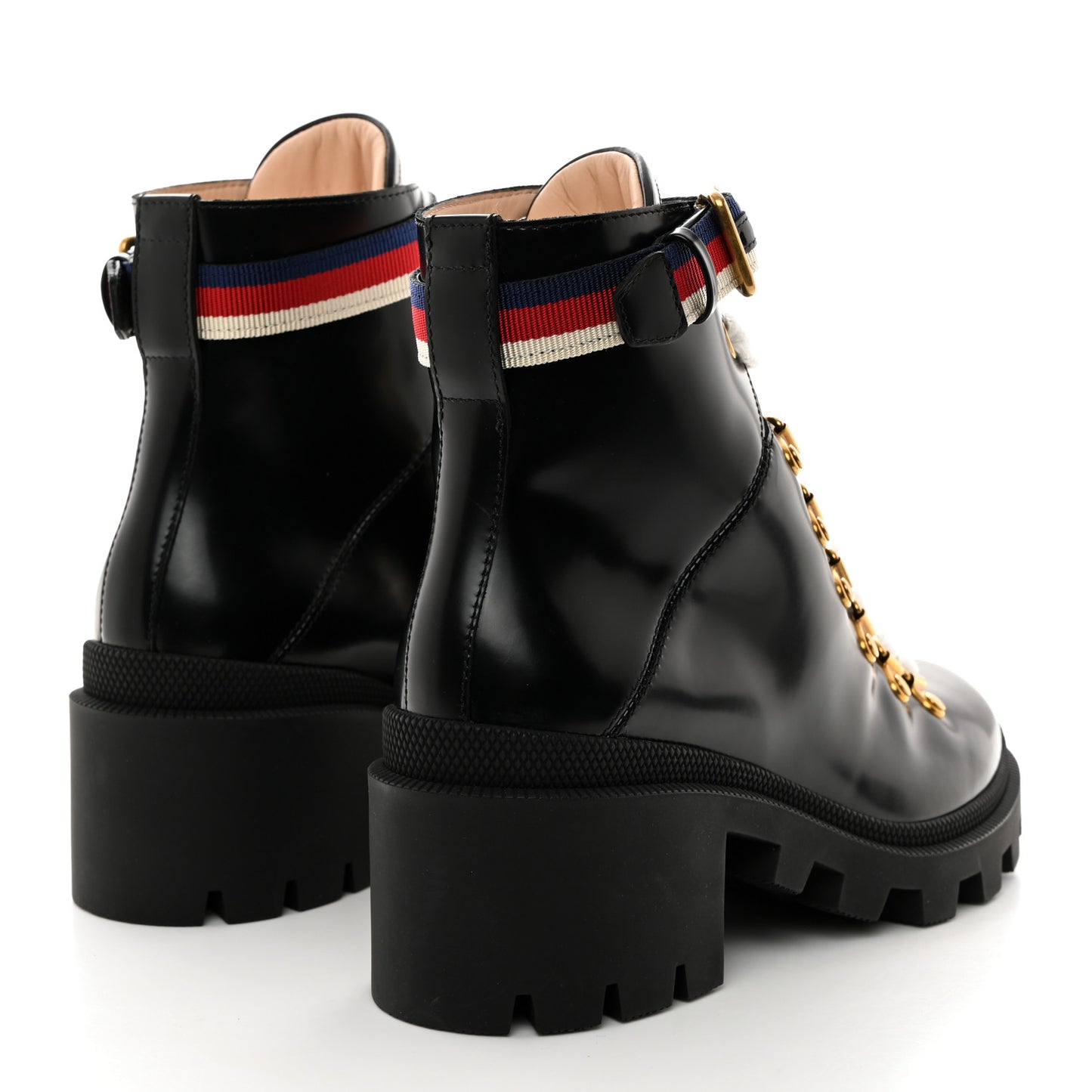 Calfskin Sylvie Web Womens Lace Up Combat Boots 36.5 Black