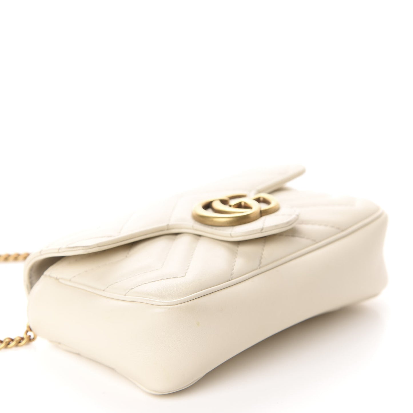 Calfskin Matelasse Super Mini GG Marmont Shoulder Bag White