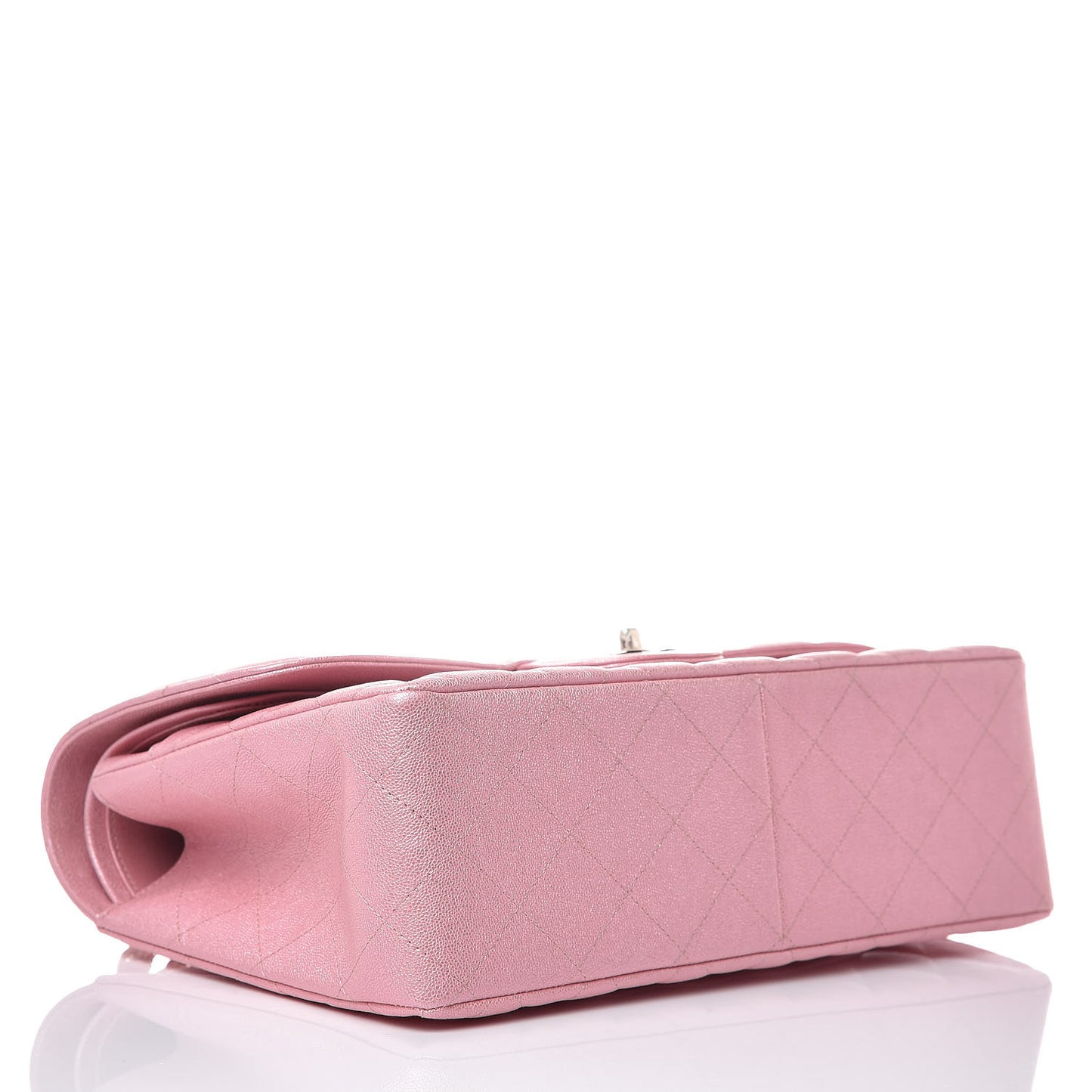 Iridescent Caviar Quilted Jumbo Double Flap Rose Pink