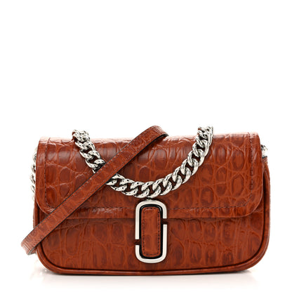 Marc Jacobs Calfskin Crocodile Embossed Mini The J Marc Shoulder Bag Spice Brown 1 of 10