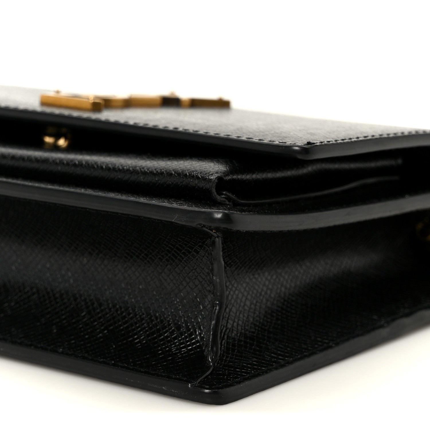Saint Laurent Coated Bark Calfskin Sunset Chain Wallet Black 9 of 9