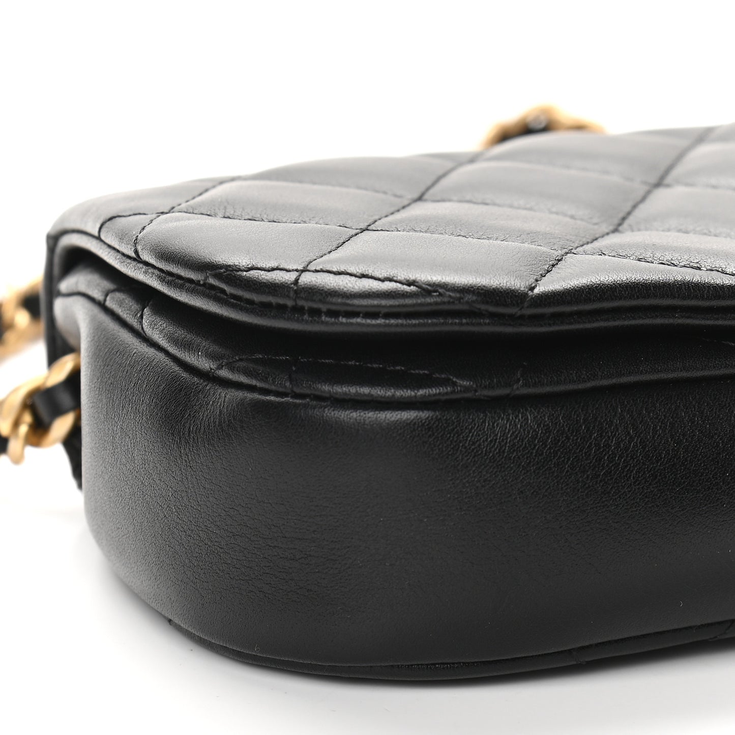 Calfskin Quilted Coco Mail Clutch With Chain Black