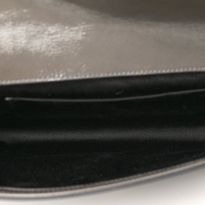 Saint Laurent Textured Patent Calfskin Monogram Large Belle De Jour Clutch Green 5 of 8