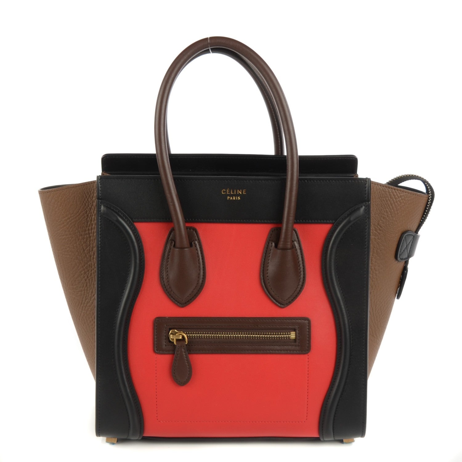 Celine Elephant Calfskin Micro Luggage Bright Red 1 of 8