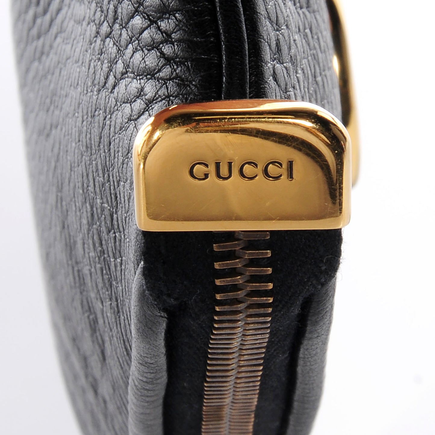 Pebbled Leather Wristlet GG Black