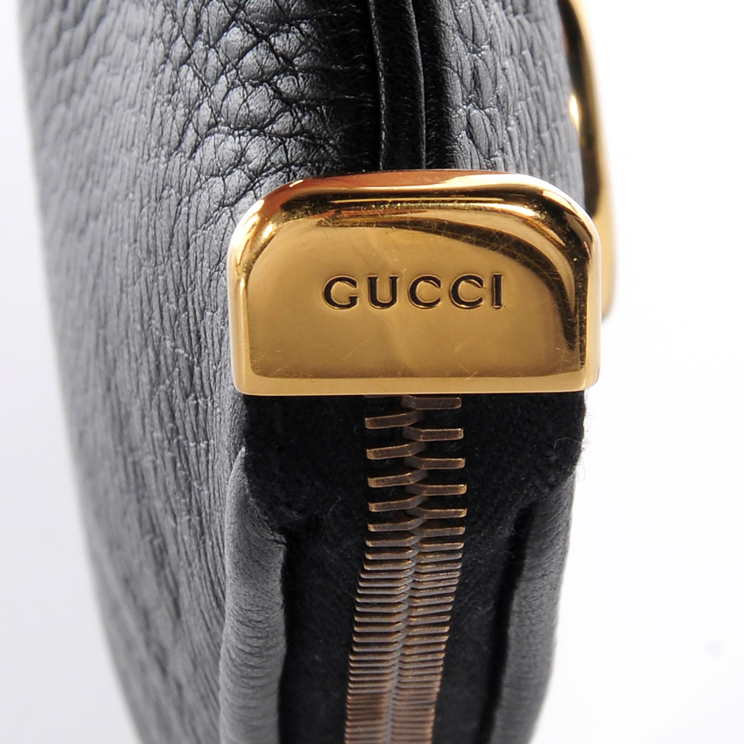 Gucci Pebbled Leather Wristlet GG Black 6 of 8