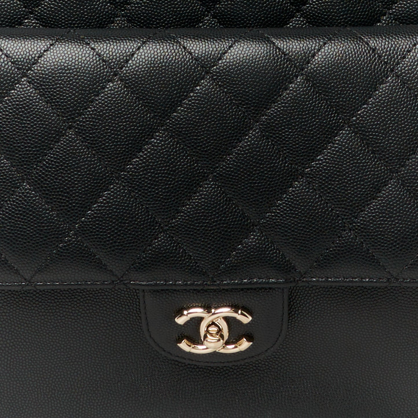 Caviar Quilted Pocket Large Tote Black