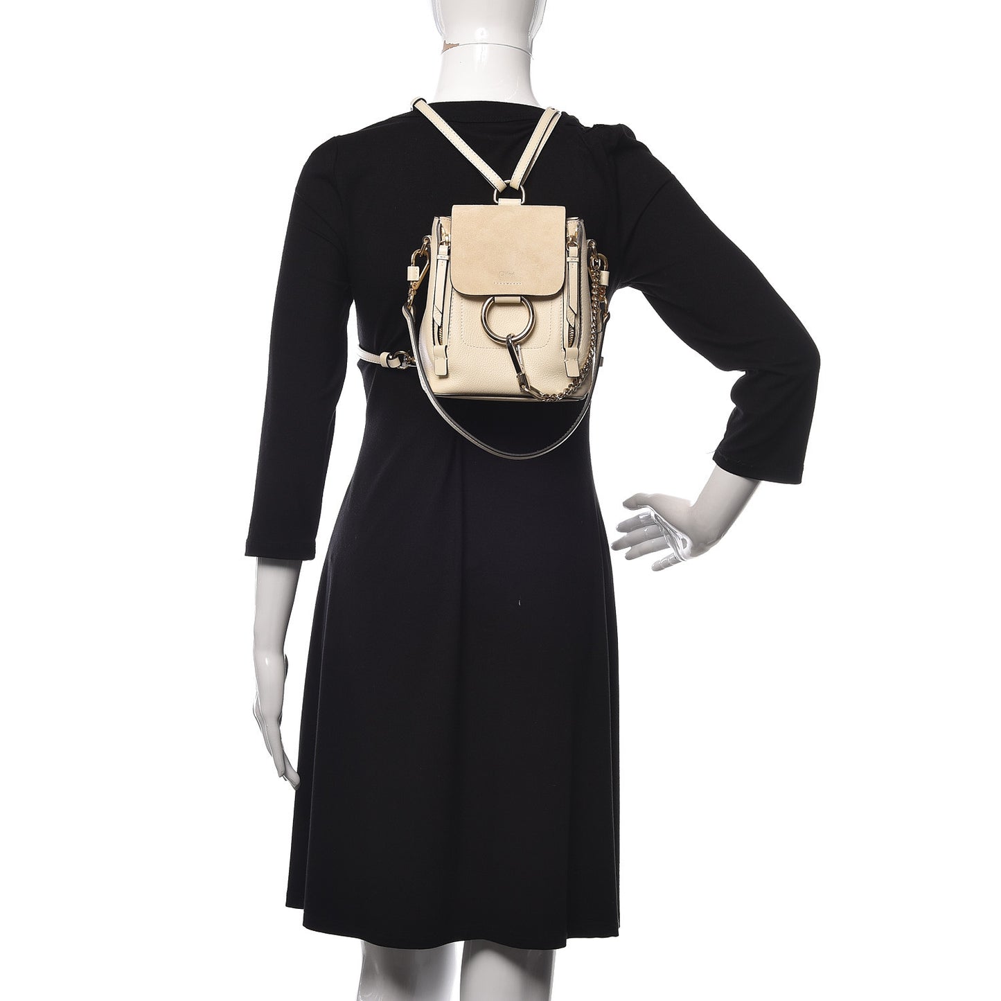 Suede Calfskin Mini Faye Backpack Off White