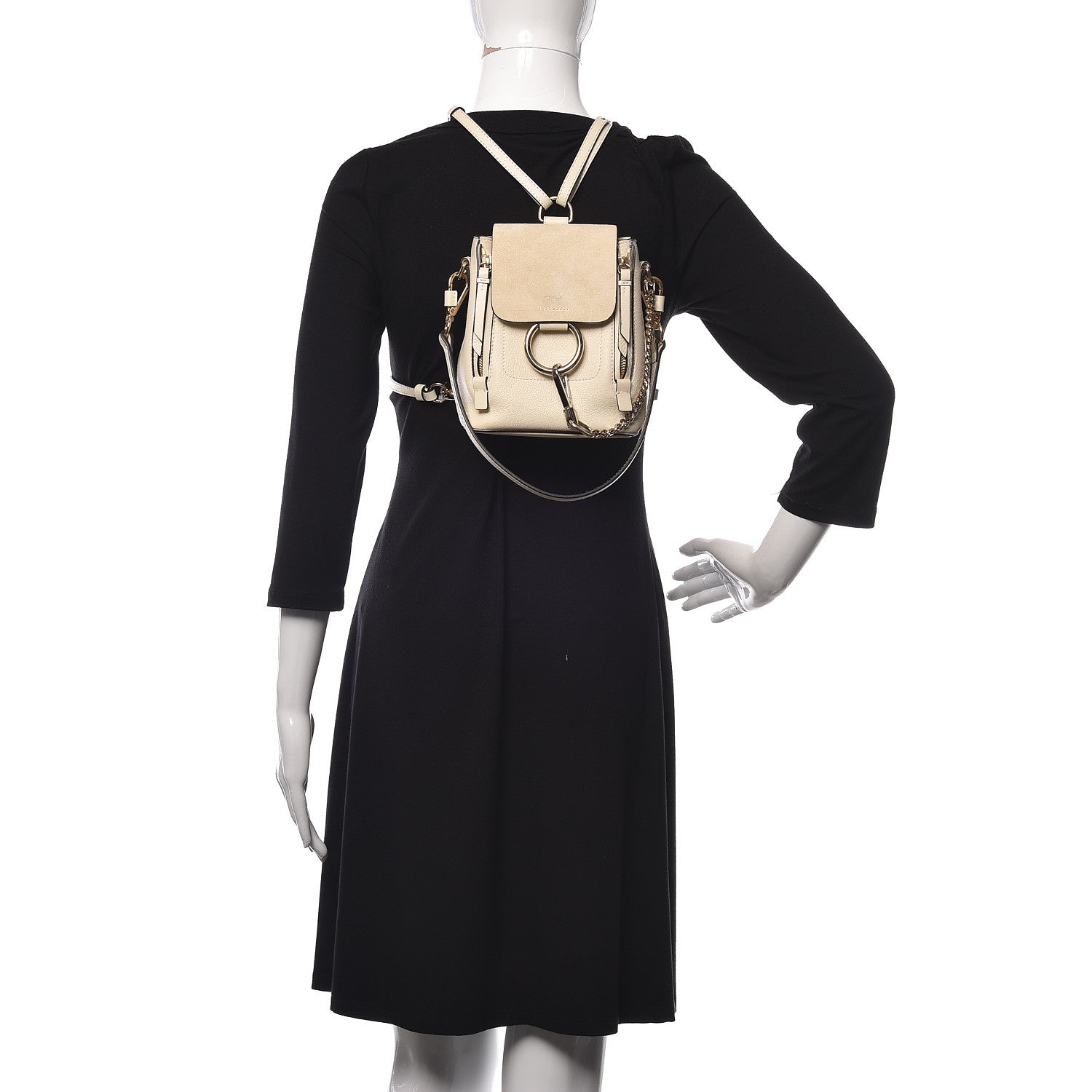 Chloe Suede Calfskin Mini Faye Backpack Off White 2 of 13