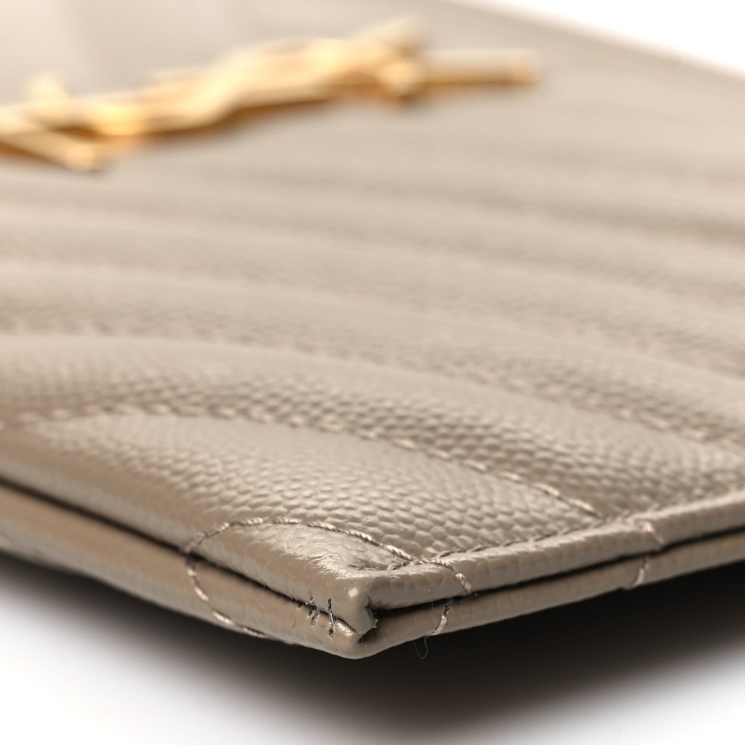 Saint Laurent Grain De Poudre Chevron Monogram Bill Pouch Dusty Grey 10 of 10