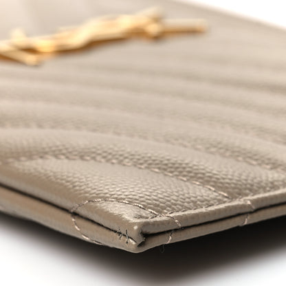 Saint Laurent Grain De Poudre Chevron Monogram Bill Pouch Dusty Grey 10 of 10