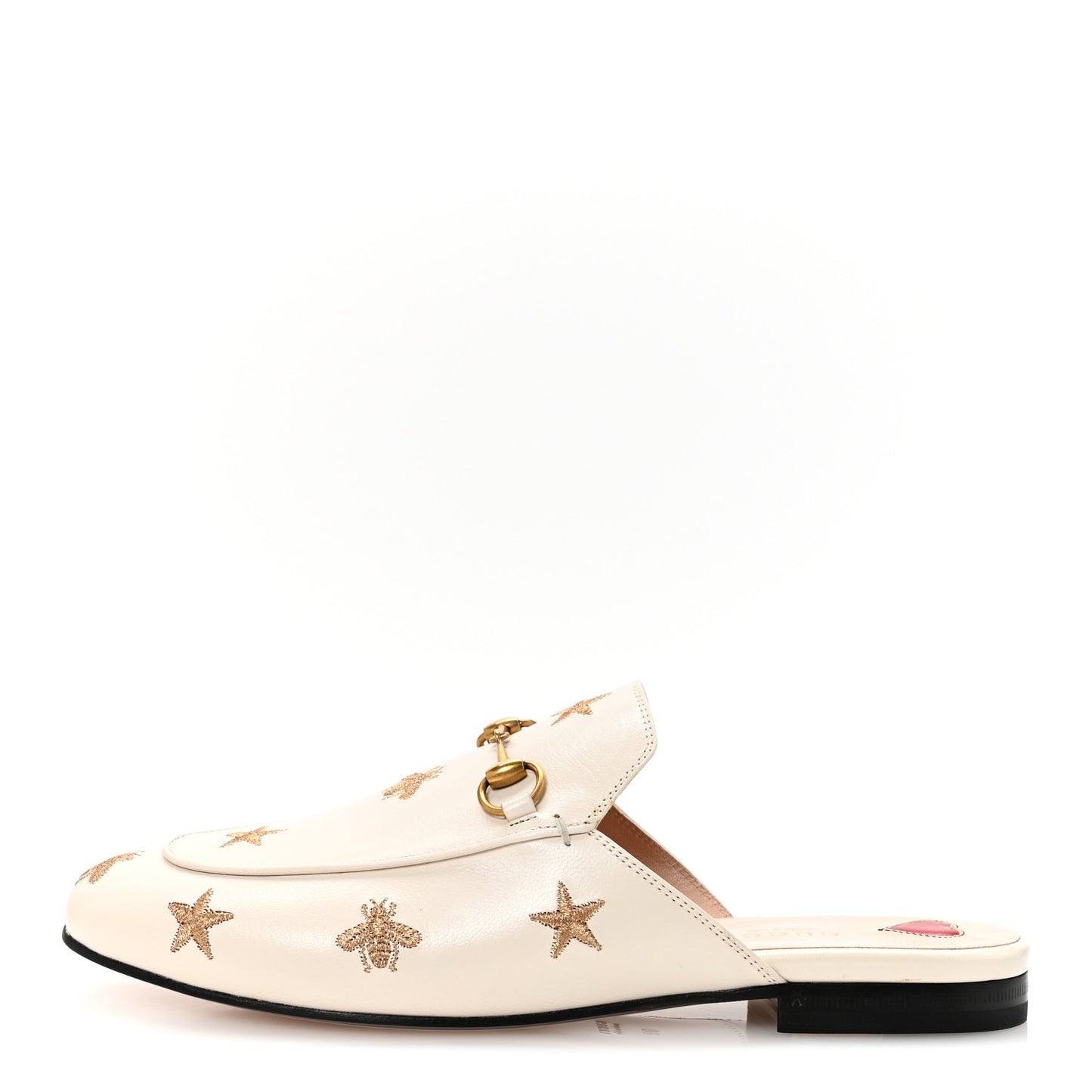 Goatskin Bee Star Embroidered Womens Princetown Slippers 39 Mystic White
