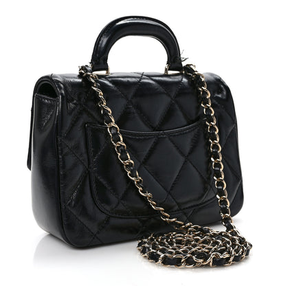 Chanel Shiny Lambskin Quilted Mini Coco Trip Flap Bag Black 3 of 12