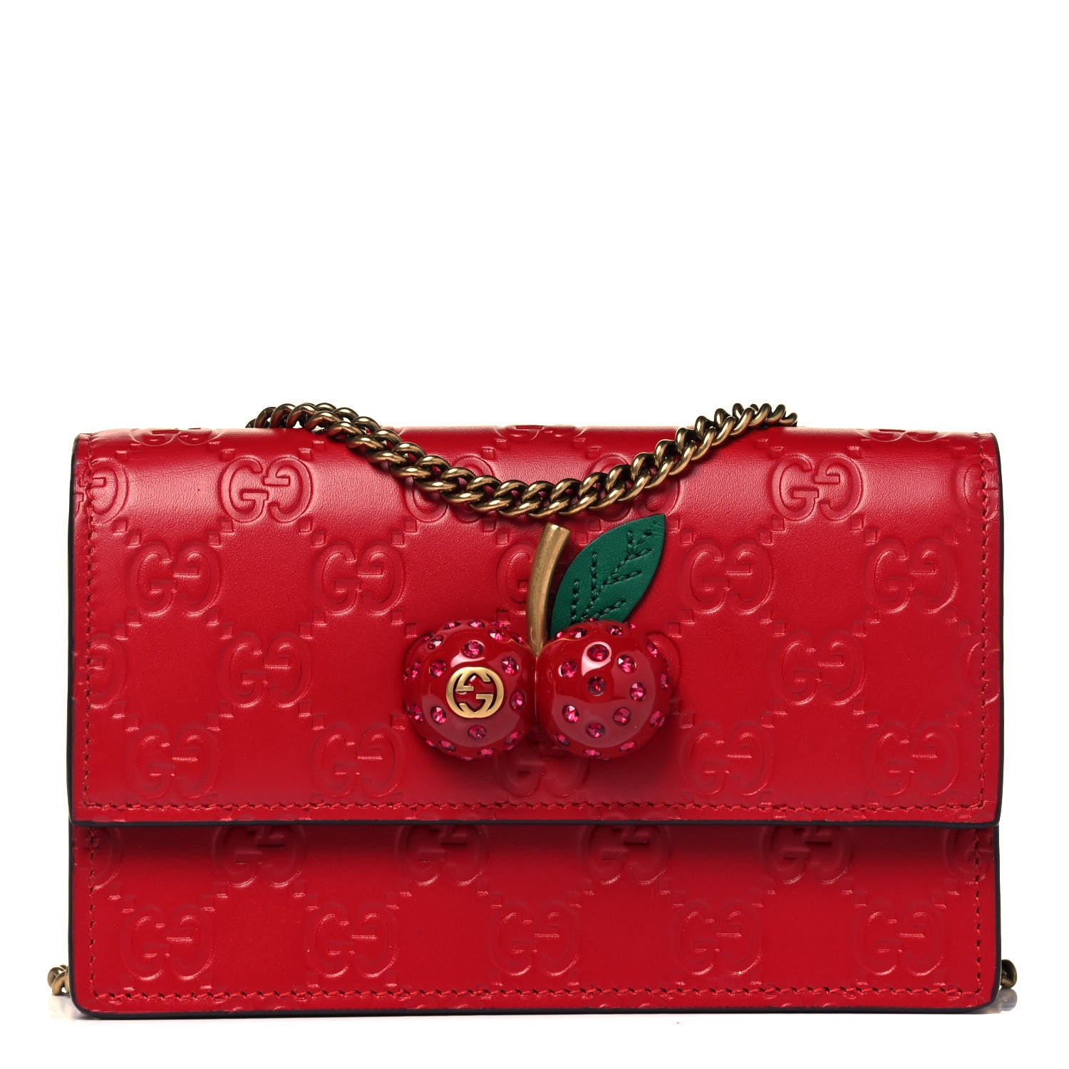 Gucci Guccissima Mini Cherry Chain Bag Hibiscus Red 1 of 9