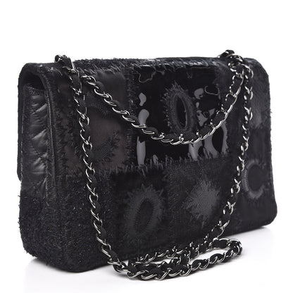 Chanel Tweed Patchwork Jumbo Single Flap Black 3 of 13