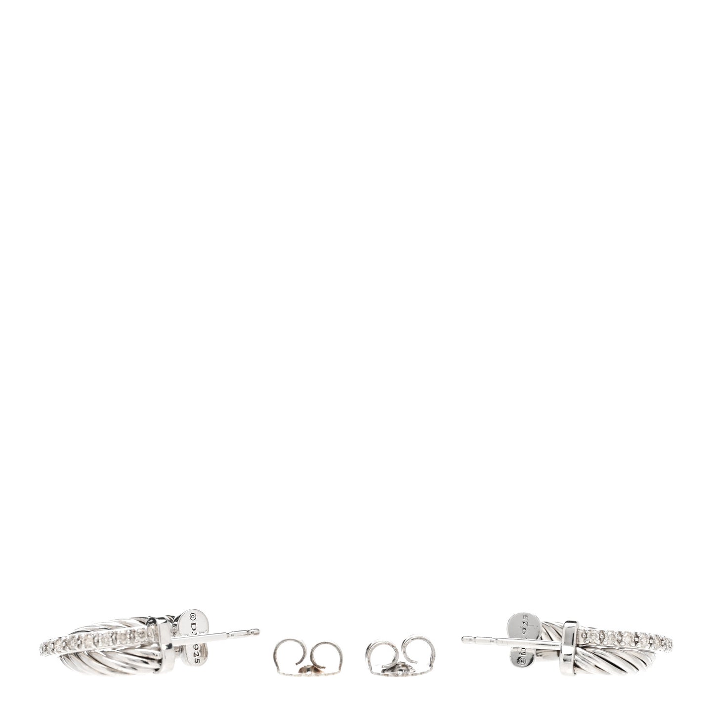 Sterling Silver Diamond Extra Small Crossover Hoop Earrings