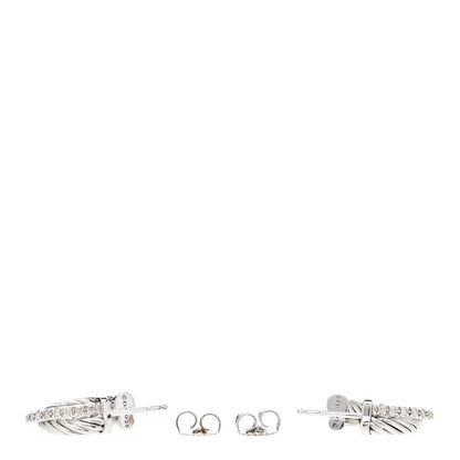 David Yurman Sterling Silver Diamond Extra Small Crossover Hoop Earrings 3 of 4
