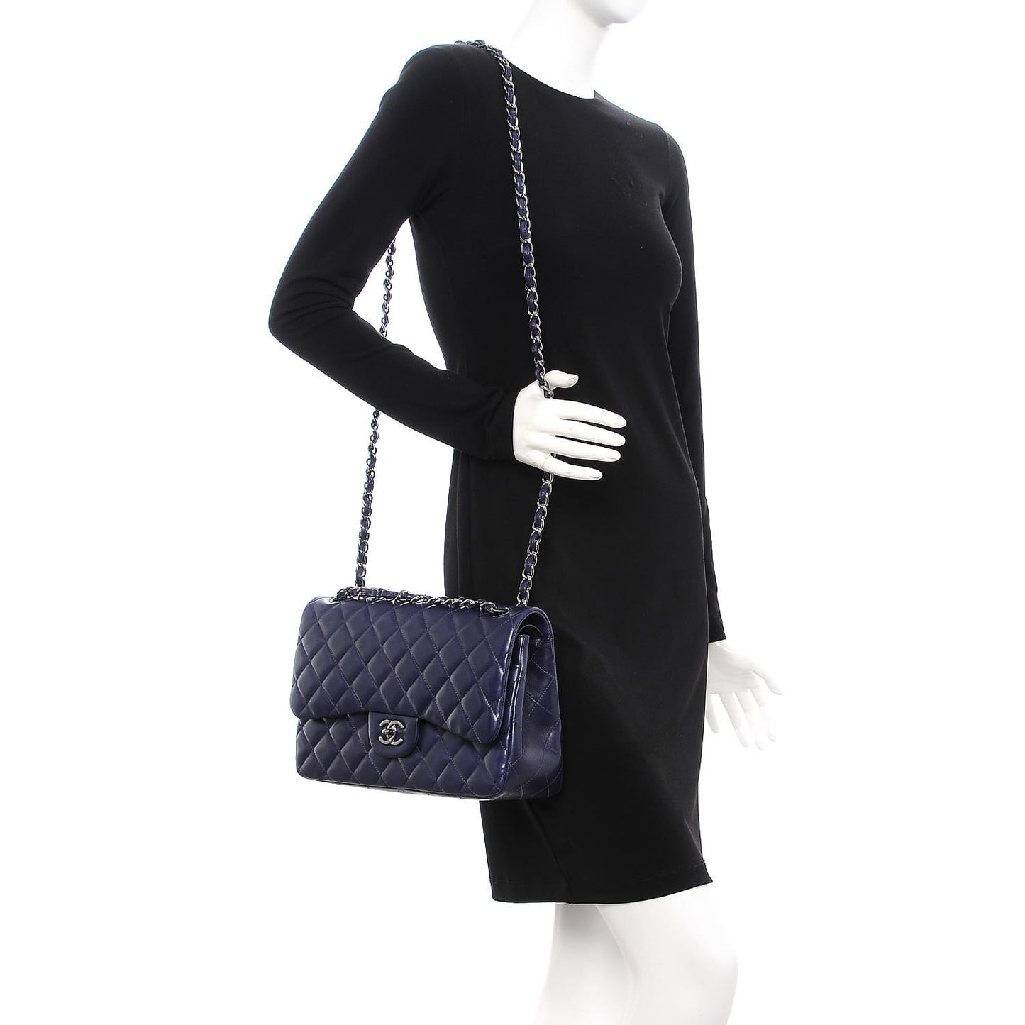 Lambskin Quilted Jumbo Double Flap Dark Purple