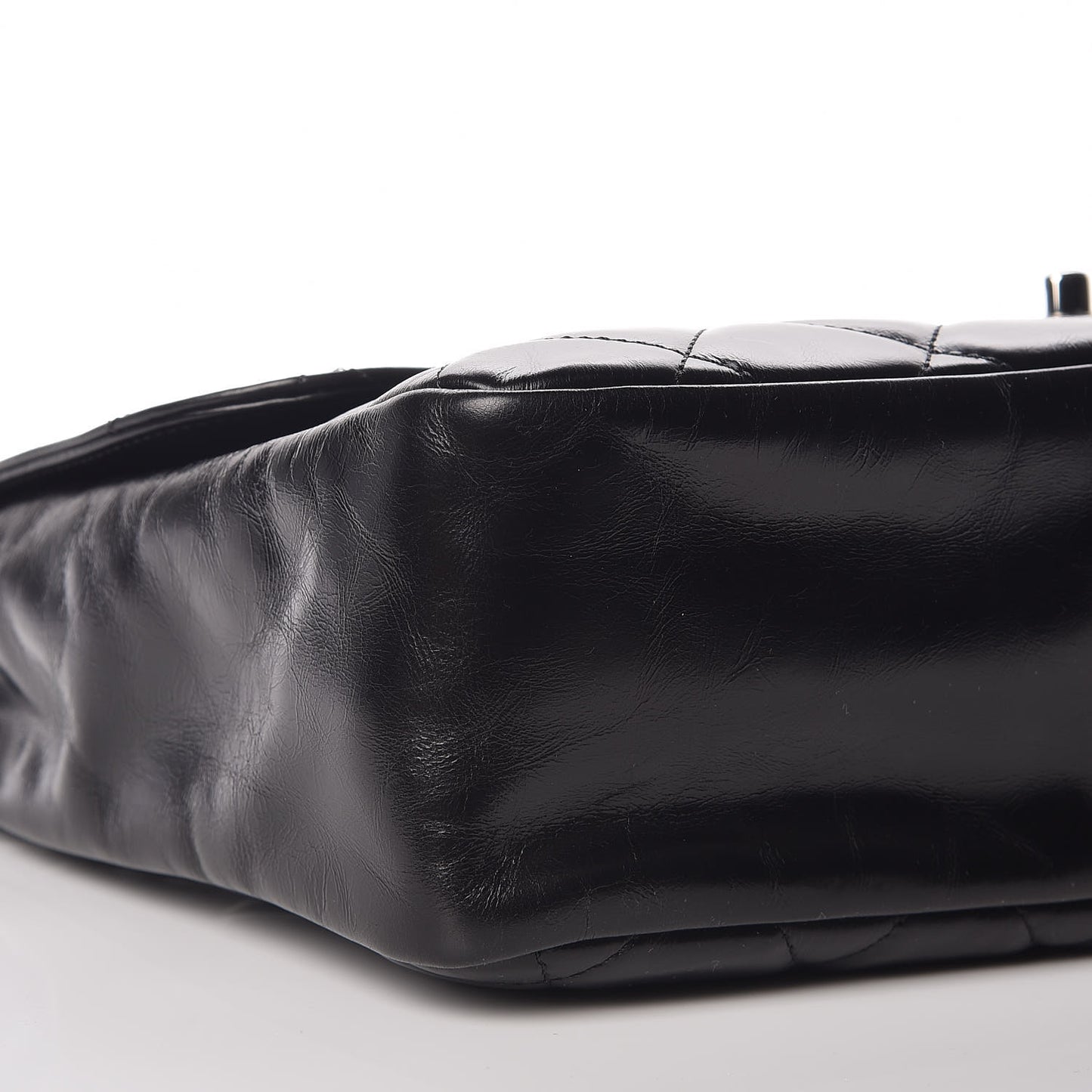 Glazed Calfskin Quilted Small CC Delivery Tote Black