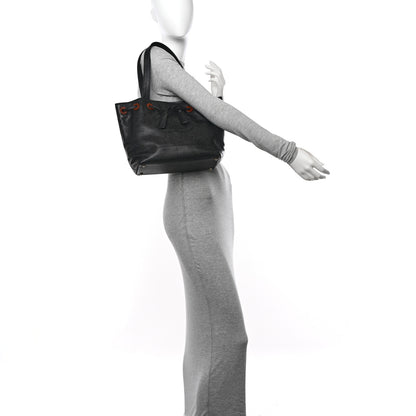 Chanel Caviar Wood CC Drawstring Bucket Bag Black 2 of 11