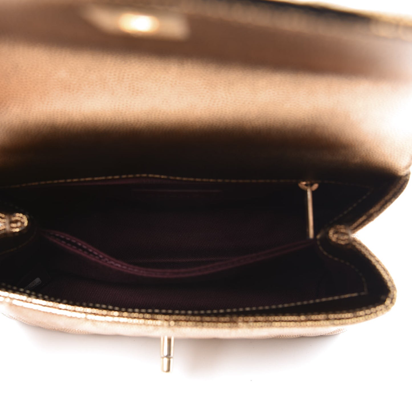 Metallic Caviar Quilted Mini Coco Handle Flap Gold